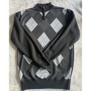 Studio By Omega Henley Sweater Men's Medium Black And Gray